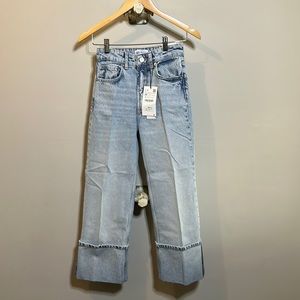 Zara wide leg, mega cuff jeans. Sz. 0. BNWT